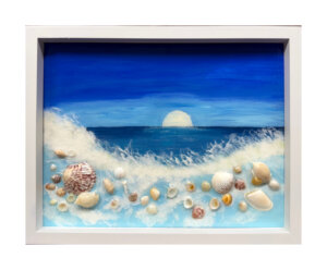 Moonrise with Foaming Surf (11x14)