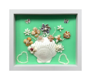 Scallop and Flowers on Green Background (8x10)