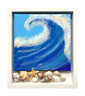 Big Wave in Shadowbox with Shells (10x10)
