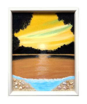 Palm Trees in Silhouette on Brown Background (11x16)