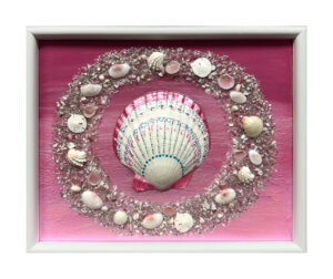 Scallop and Shells and Sparkles on Pink Background (12x15)
