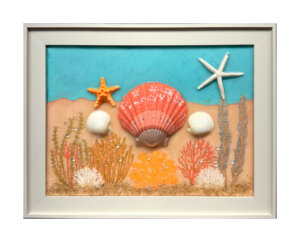 Coral Shell with Orange and White Starfish (12x16)