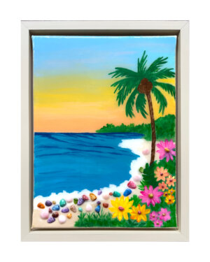 Palm Tree by Orange and Yellow Sky (12x16)