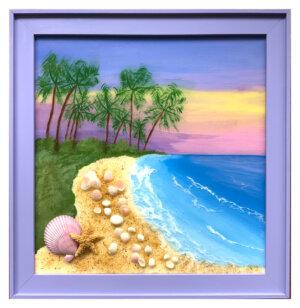 Surf and Beach with Palm Trees (16x16)
