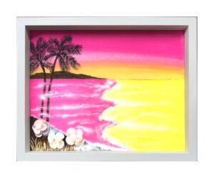 Palm Trees on Pink and Yellow Surf (11x14)