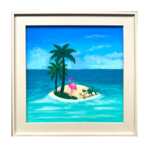 Ocean with Flamingo (12x12)