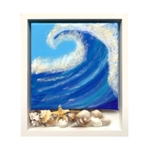 Big Wave in Shadowbox with Shells (10x10)