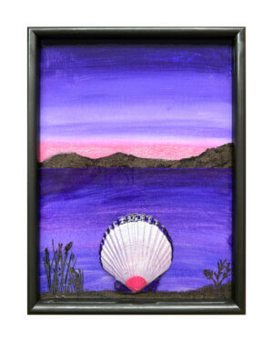 Purple Sky with Purple Scallop Shell (11x14)